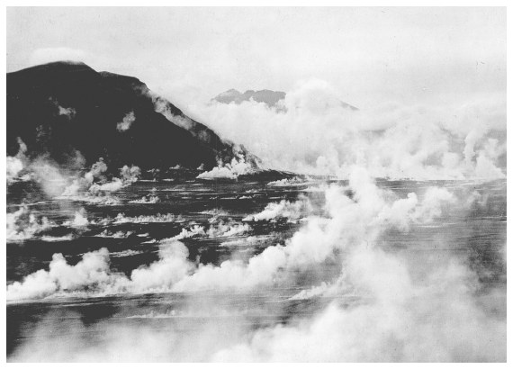 Image: Valley of Ten Thousand Smokes; Mt. Mageik (left) and Mt. Katmai in background. Jasper Sayre coll. KATM 7696, Lake Clark Katmai Studies Center 7696. The fumaroles, a determining factor in Katmai’s park designation, proved short-lived.