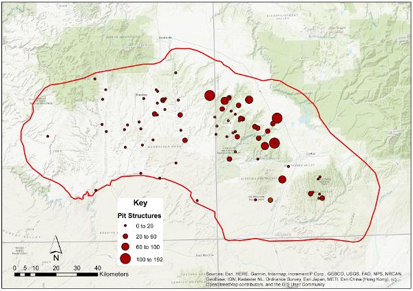 Study area in southwest Colorado and southeast Utah, and distribution of terminal late centers in AD 1250-1280, and centers concentrated in McElmo subregion