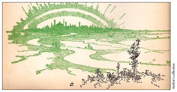 Image: Fig. 8-1. As illustrated by W. W. Denslow, original editions of J. Frank Baum’s Wizard of Oz transform the Emerald City into a decidedly Middle Eastern locale, complete with domes and minarets.