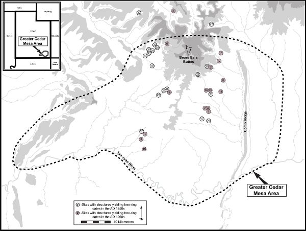 Map of the project area and the sites discussed in the text