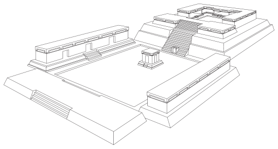 Image: 9.28. Isometric view of the probable intended configuration of Structure 195-1