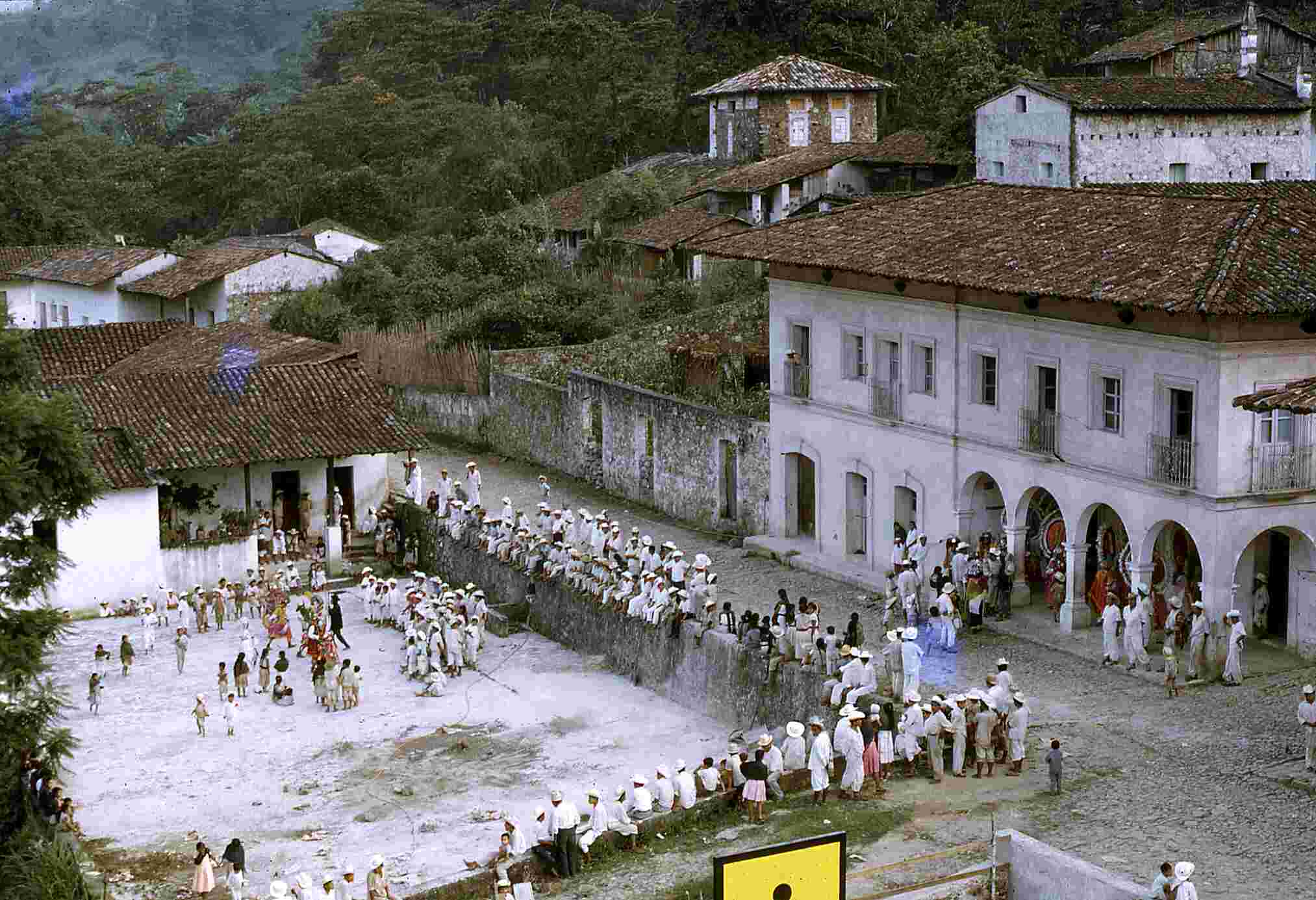 Figure 3.3. San Miguel dancers performing in the center of Huitzilan during the patron saint’s celebration in August 1969.