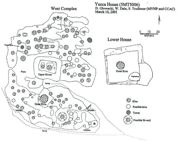 Black and white plan map of Yucca House