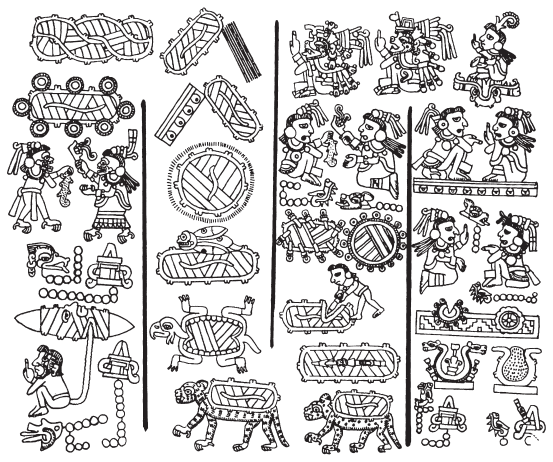 Image: 3.3. The Place of Thirteen Stones and the birth of Lord 9 Wind ‘Quetzalcoatl’ (Codex Yuta Tnoho, 49).