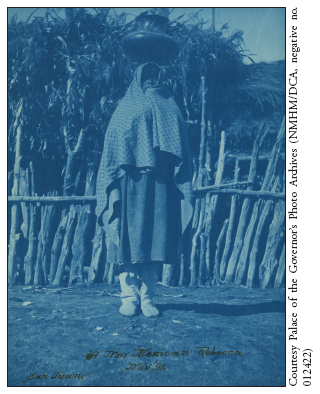 Image: Fig. 4-6. Philip E. Harroun’s cyano-type photograph of “A New Mexican Rebecca” (1896) helped endorse the popular view that New Mexico’s indigenous peoples were similar to those described in the Bible.