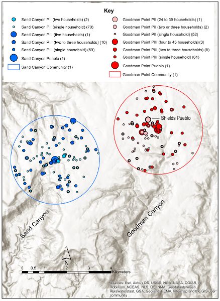 Map showing density of sites within the Sand Canyon and Goodman Point communities