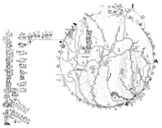 Image: 1.3. Map of Chiyo Cahnu (Teozacualco); drawing by Frans Schoonens.