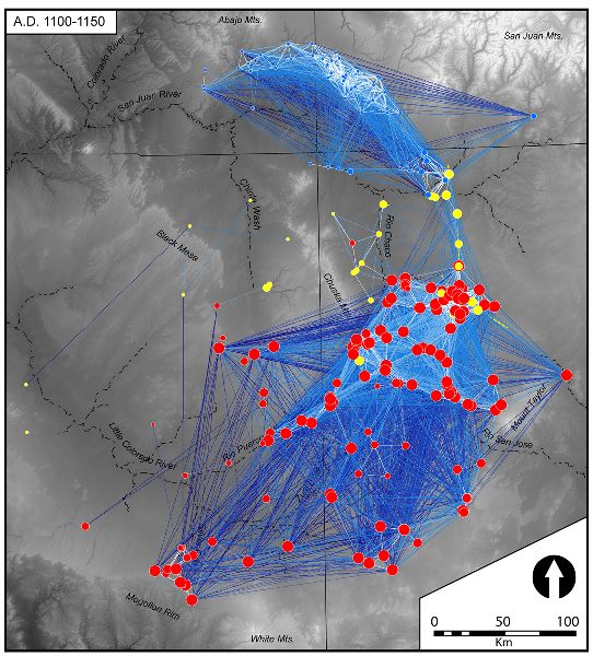 Chaco great house and great kiva networks in AD 1100–1150