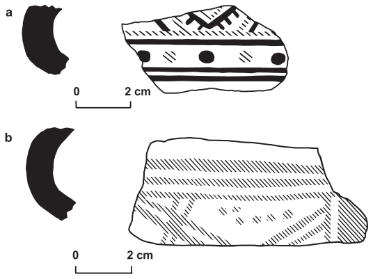 Image: FIGURE 8.1 Sample of designs from polychrome (a) and bichrome (b) decorated ceramic vessels diagnostic of Roble phase Naco valley collections