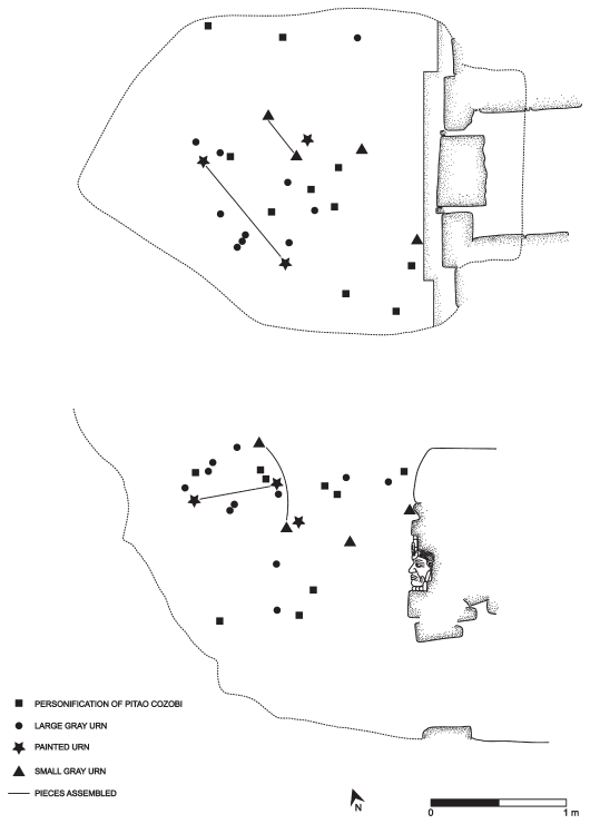 Image: 7.8. Distribution of urn fragments in front of Tomb 6