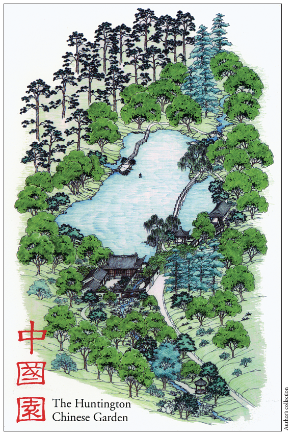 Image: Fig. 9-6. Conceptual drawing of the Huntington Chinese Garden, slated for development in San Marino, California, from 2009 to 2019, shows the proposed arrangement of pavilions, waterways, and forested areas.