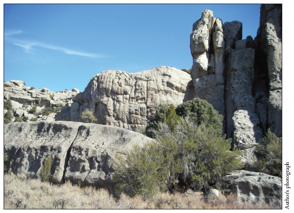 Image: Fig. 1-3a. Some nineteenth-century travelers thought the geological formations in the City of Rocks comparable to ancient Egyptian ruins.