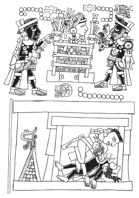 Image: 7.2. The killing of Lord 12 Movement in the sweat bath (Codex Tonindeye, 81).