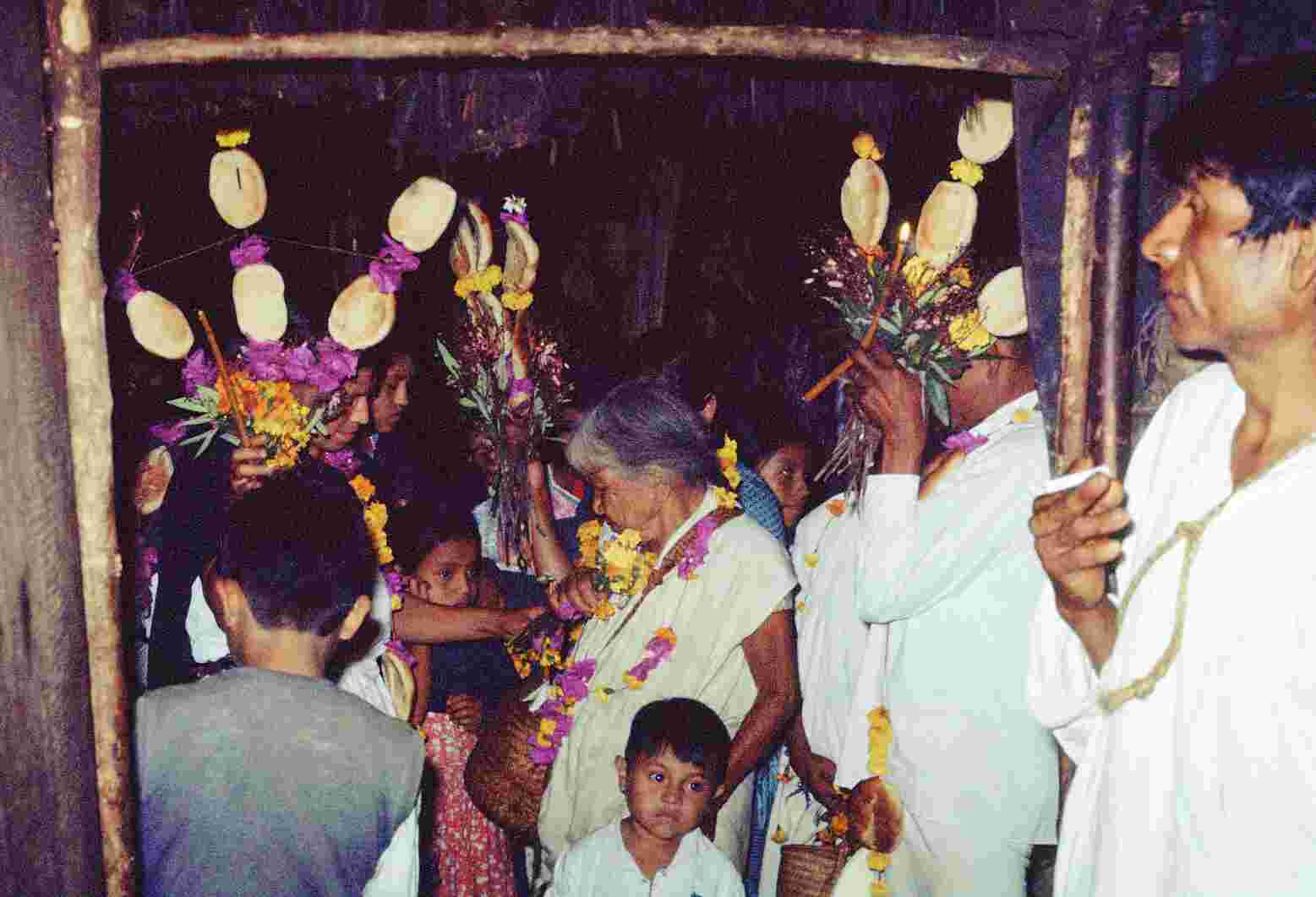 Figure 5.2. Bride’s wedding party arriving at the house of the groom and exchanging xochicozcat and xochicuahuit.