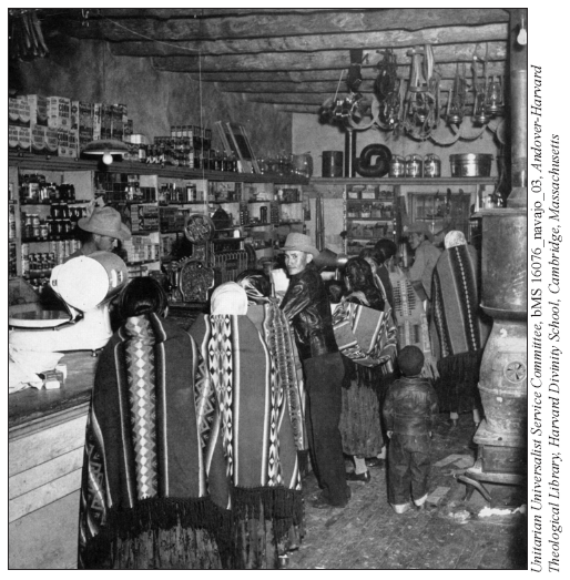 Image: The inside of a typical trading post from the 1950s. Track workers cashed their railroad checks here and bought goods from the trader.