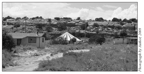 Image: In the summer revival tents are erected throughout the reservation. They stimulate spiritual and social pursuits for those who attend the evangelical Christian ceremonies held in them.