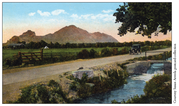 Image: Fig. 8-8. As seen in this 1920s-era postcard, Camel Back (also called Camelback) Mountain near Phoenix has long been a regional landmark.