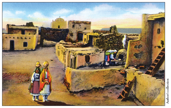 Image: Fig. 4-8. In popular art and photographs, New Mexico’s Indian pueblos were depicted as timeless places that could be in either the Near East or the American Southwest. Postcard titled “Plaza and Old Church, Laguna Indian Pueblo,” distributed by the Southwest Post Card Co., Albuquerque, ca. 1930.