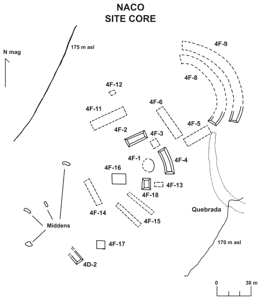 Image: FIGURE 5.1 Roble phase Naco site core (after Wonderley 1981, figure 5)