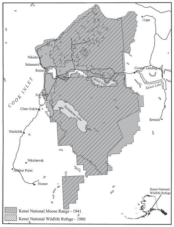 Image: Kenai National Moose Range/Wildlife Refuge, 1941 and 1980. Courtesy Jason Geck