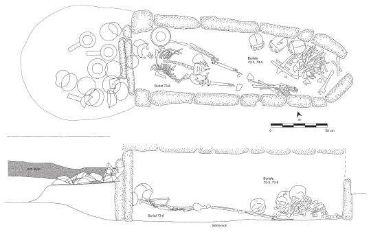 Image: 3.3. Plan and profile of Tomb 9 in Mound 91 at Lambityeco