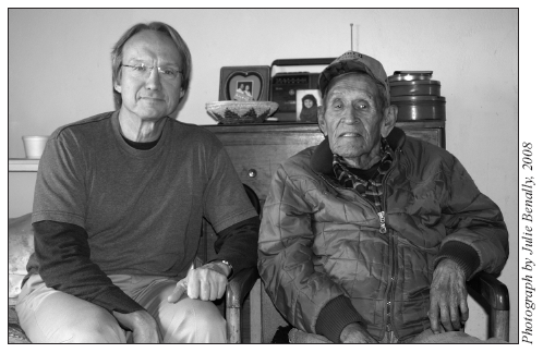 Image: Medicine man John Sandoval and the author in John’s house.