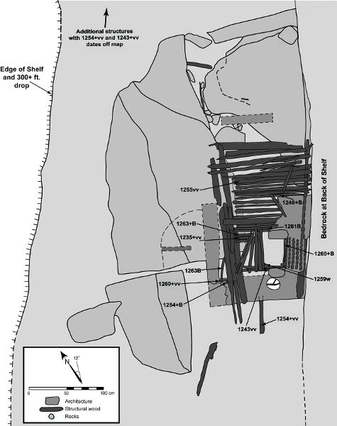 ine drawn map of a kiva, its wooden roof, and tree-ring dates