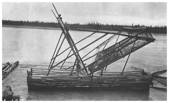 Image: Athabaskan fish wheel, Tanana, 1918. By Charles H. Townsend. Fish and Wildlife Service coll. PCA 186-23, Alaska State Library. Commercial salmon fisheries could jeopardize Native food supplies, and most Alaskans believed the federal government favored the outside-owned canneries.