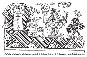 Image: 4.4. Lady 1 Death associated with Sun Mountain (Codex Tonindeye, 21).