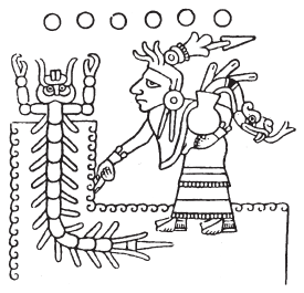 Image: 2.3. A woman who carries water finds scorpions, that is, conflicts, on her road (Codex Tezcatlipoca, 27).