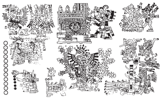 Image: 3.14b. Temple of the North with its “divinatory landscape” (Codex Yoalli Ehecatl, 50).