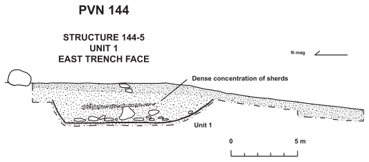Image: FIGURE 4.6 Structure 144-5, section through the Unit 1 basin