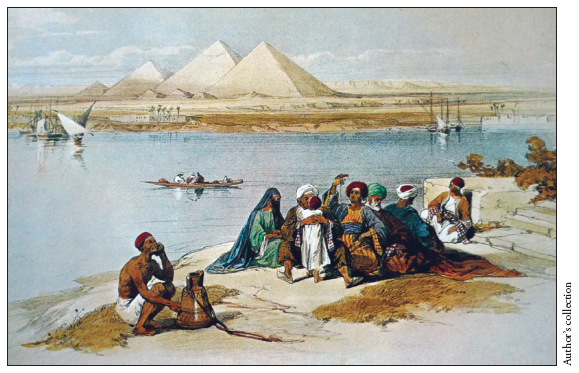 Image: Fig. 2-1. Sold as part of a set of hand-colored lithographs by Scottish artist David Roberts in the early 1840s, this evocative view of the Egyptian pyramids captures the romance of Victorian exploration and antiquity.