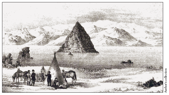 Image: Fig. 2-2. In the section of his 1845 report dealing with Pyramid Lake, John Charles Frémont noted a “striking resemblance” between this rock and the pyramids of Egypt.