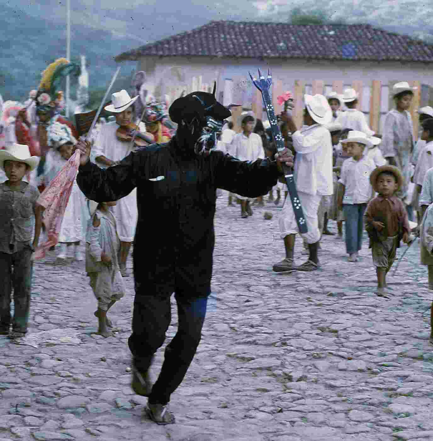 Figure 3.2. Chichimeco accompanying the San Miguel dancers in August 1969.