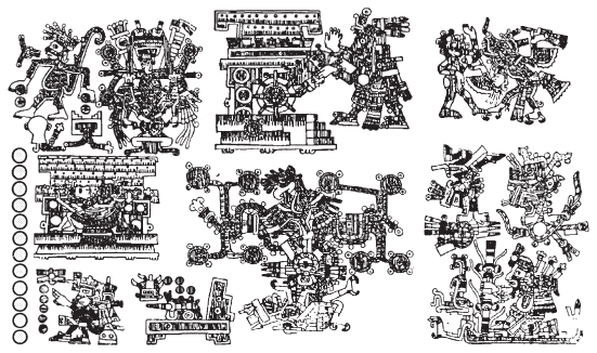 Image: 3.14a. Temple of the East with its “divinatory landscape” (Codex Yoalli Ehecatl, 49).